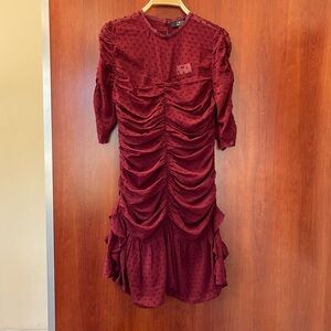 New C & CO Charline & Company Mini Dress in Size Medium Burgundy Color New With